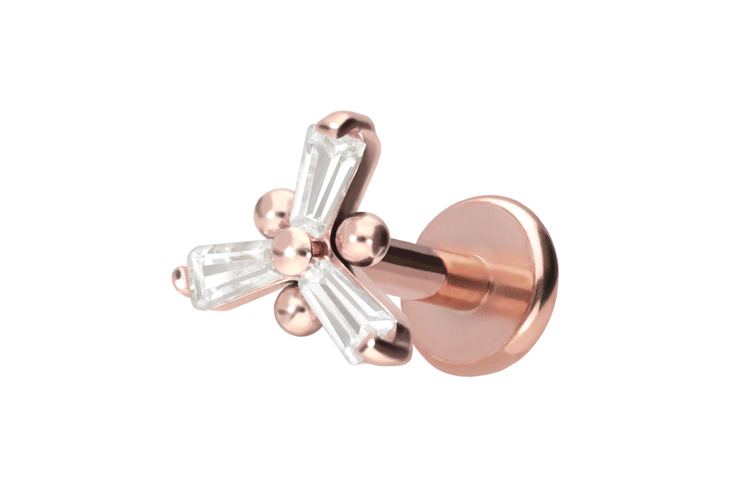 Titan Labret Piercing mit Push Fit KRISTALLBLUME